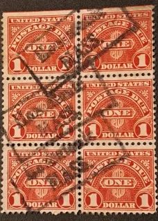 Another photo of the United States 1930 1 dollar 1930 $1 Postage Due stamp