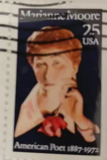 United States 1990 25 cents Marianne Moore 25c stamp, photographed by a collector