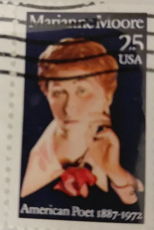 United States 1990 25 cents Marianne Moore 25c stamp, photographed by a collector