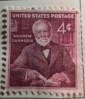 United States 1960 4 cents Andrew Carnegie 4c stamp, photographed by a collector