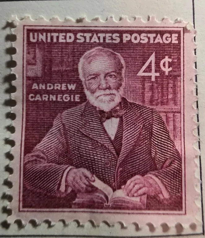 United States 1960 4 cents Andrew Carnegie 4c stamp, photographed by a collector
