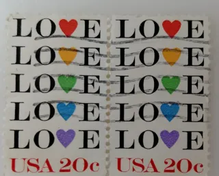 United States 1984 20 cents Love Hearts 20c stamp, photographed by a collector
