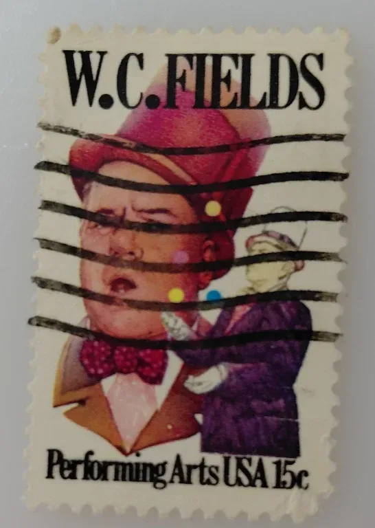 United States 1980 15c W.C. Fields 15c Performing Arts stamp, photographed by a collector