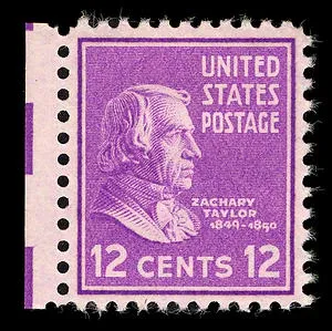 Another photo of the United States 1938 12c Zachary Taylor stamp