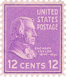 Another photo of the United States 1938 12c Zachary Taylor stamp