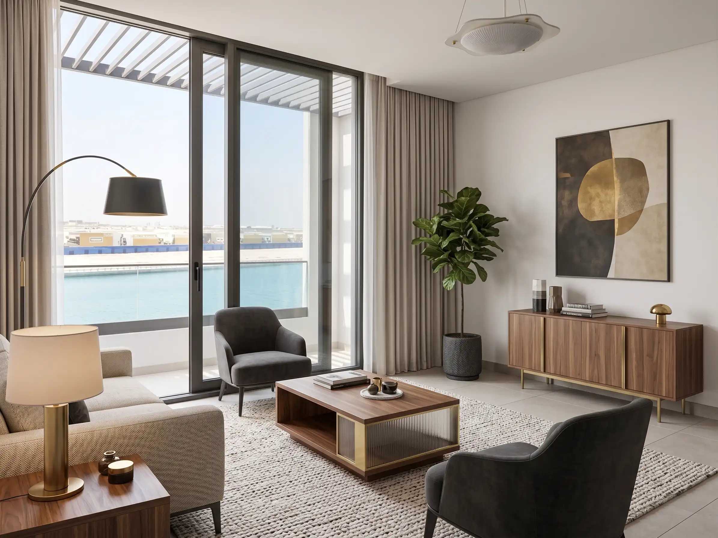 Floor to Ceiling Windows with Waterfront View in Sharjah Villa
