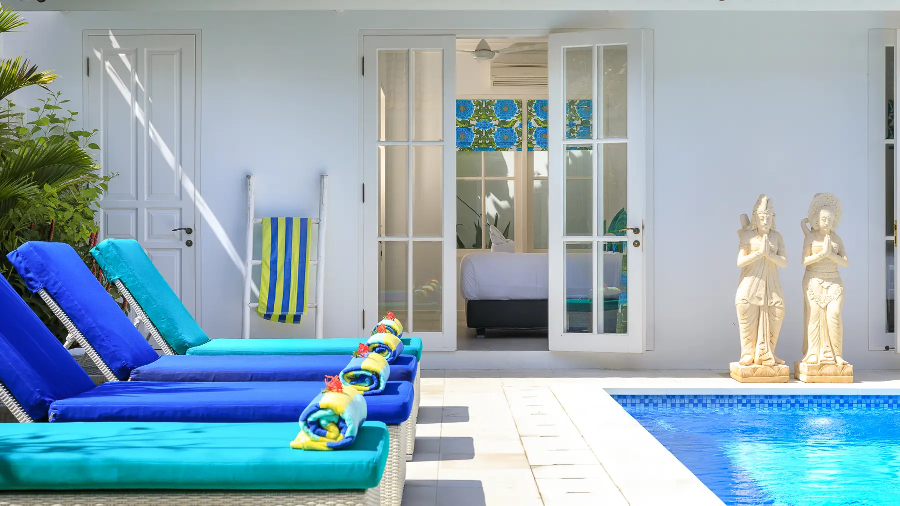Private outdoor pool with tropical garden at Villa Ley Double Six