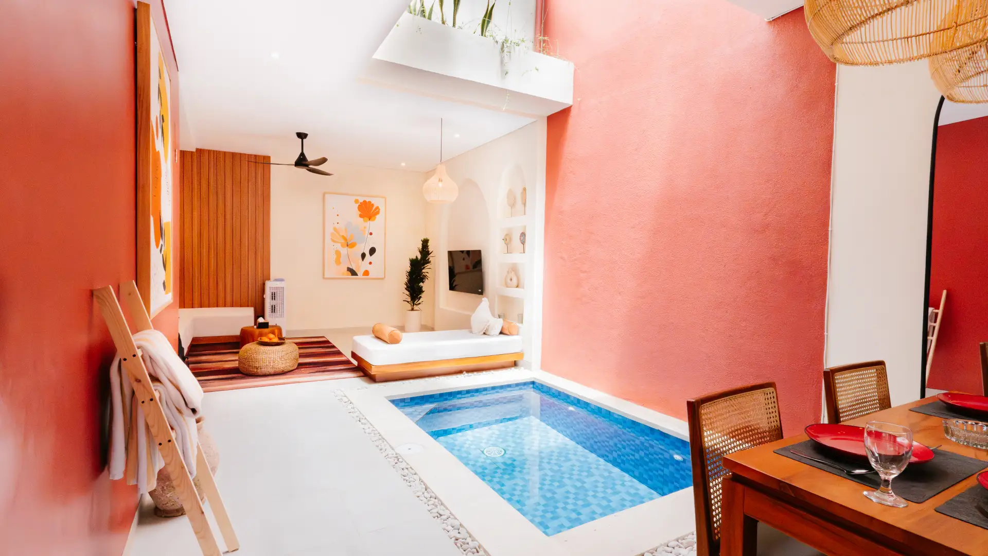 Casa Sonya Villa – indoor sunlit pool beside dining area in Uluwatu