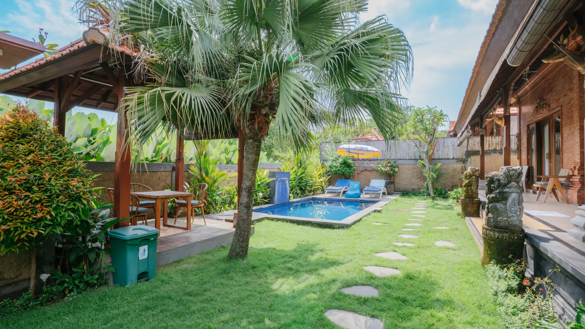 Dining gazebo for al fresco meals under shade – Nelayan Home Villa Canggu