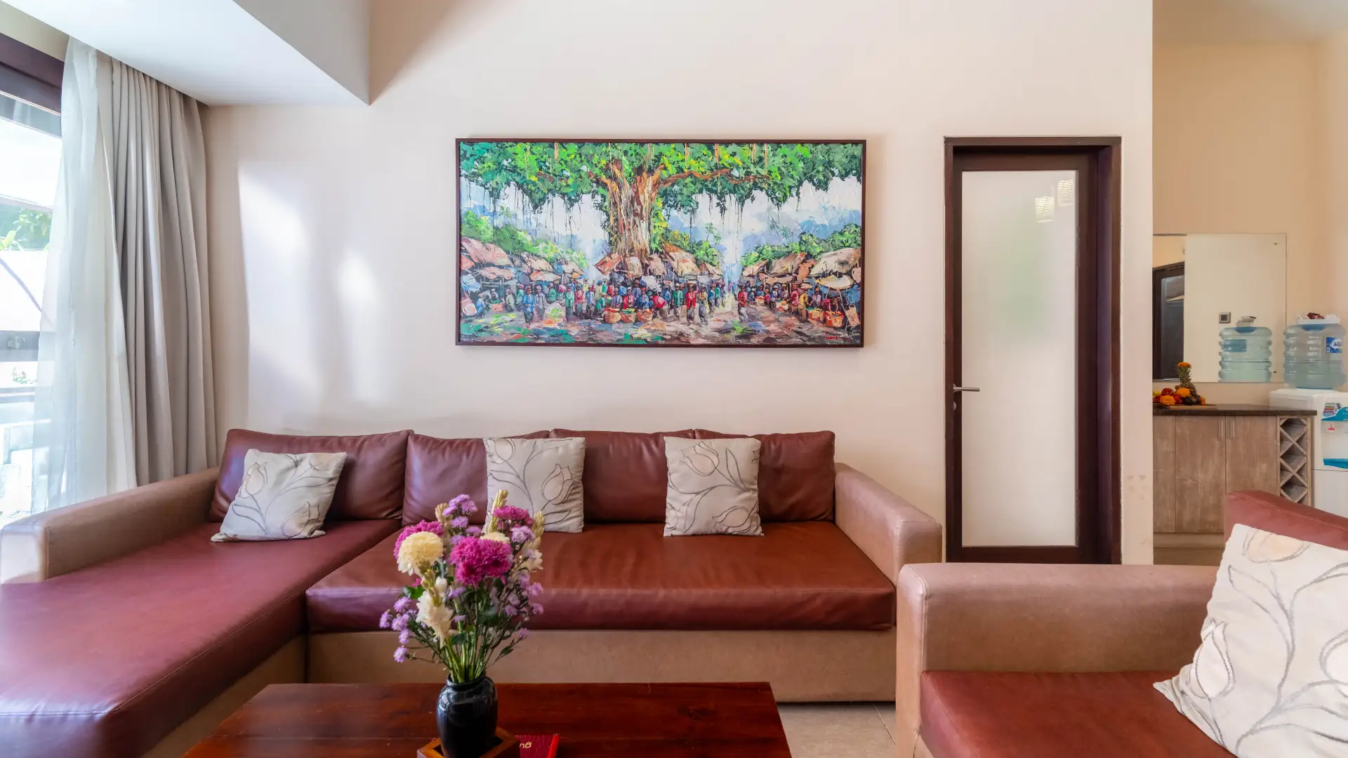 Open-plan lounge and seating area at Nauli Villa for families