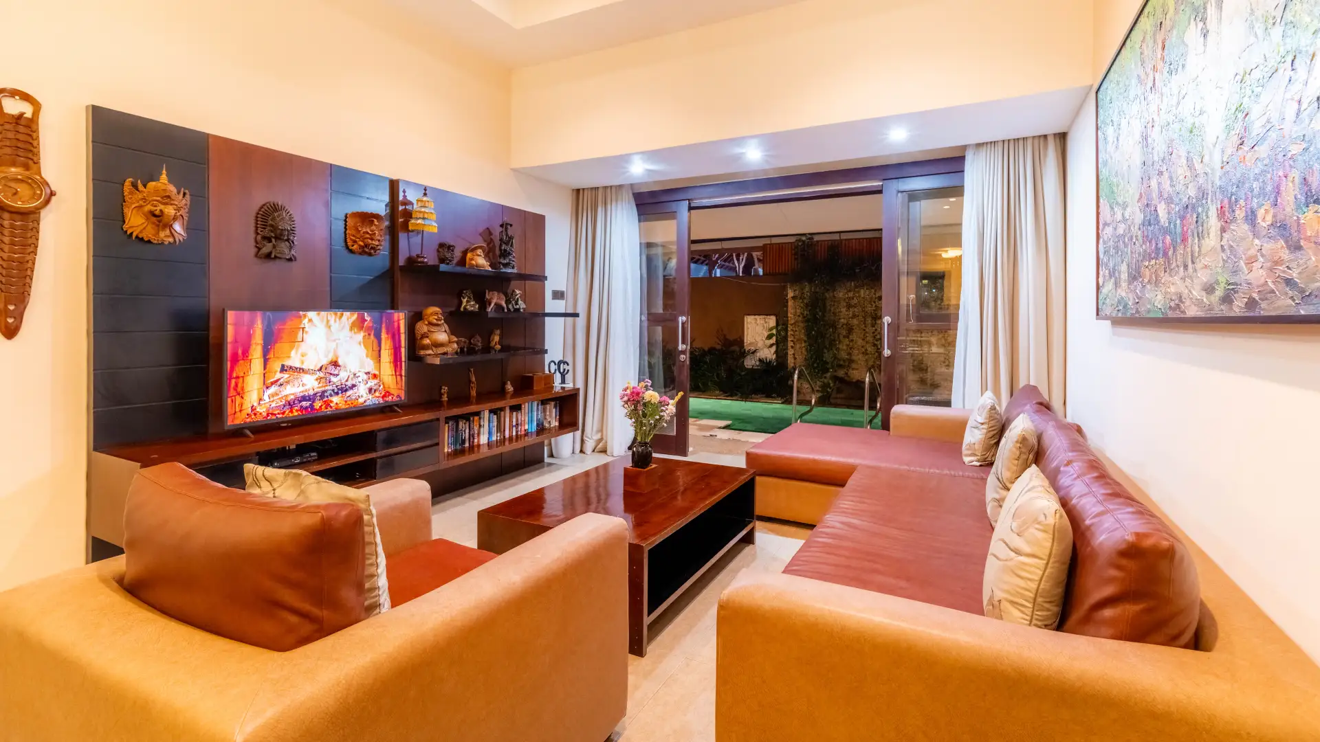 Stylish and cozy lounge area for families at Nauli Villa Sanur