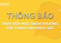 Thông báo về việc thay đổi mức điểm thưởng khi tham gia khảo sát