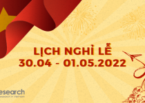 Thông báo lịch nghỉ lễ  30.4 và 01.05.2022