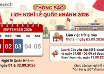 [Vinaresearch] Thông báo lịch nghỉ lễ Quốc Khánh năm 2026