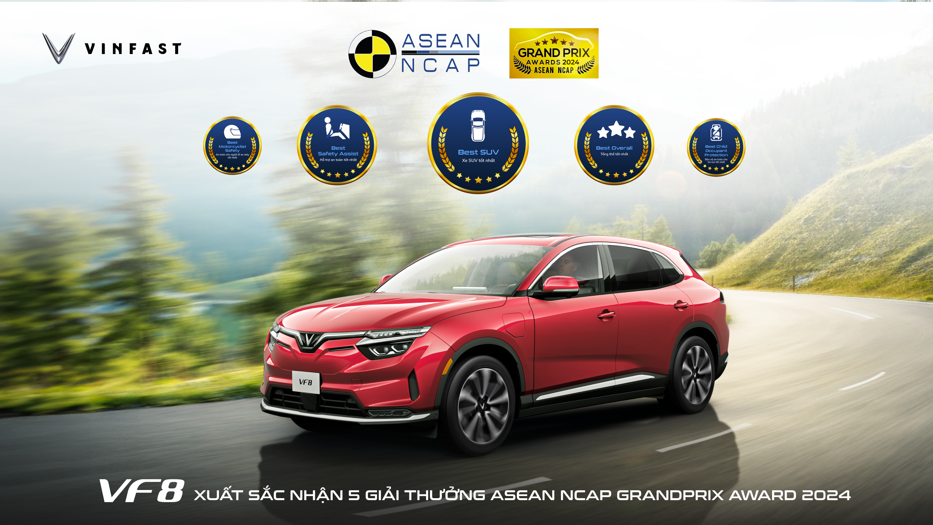 VINFAST VF 8 GIÀNH CHIẾN THẮNG VANG DỘI  TẠI LỄ TRAO GIẢI CỦA ASEAN NCAP