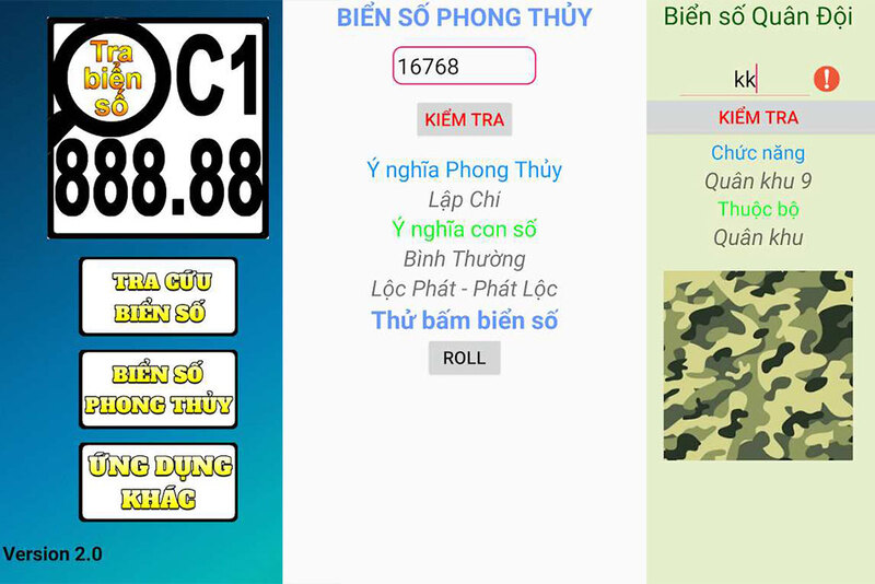 app tra cứu biển số xe phong thủy
