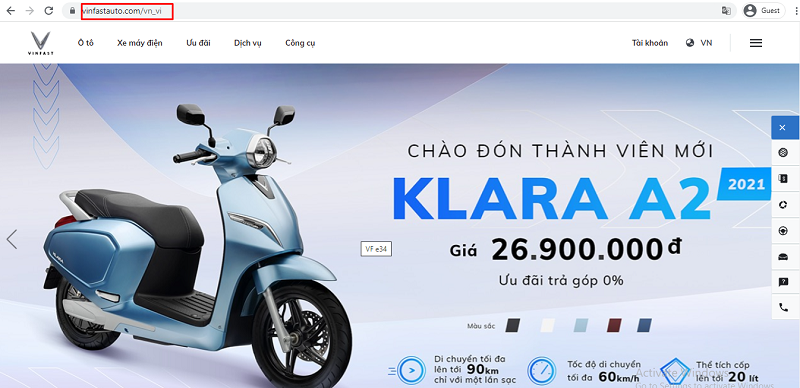 Mua xe máy điện VinFast trả góp qua Easy Credit chỉ áp dụng khi mua tại website chính thức của VinFast 