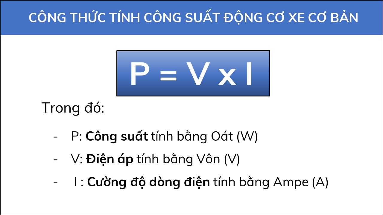 Công thức tính hiệu suất động cơ của xe điện