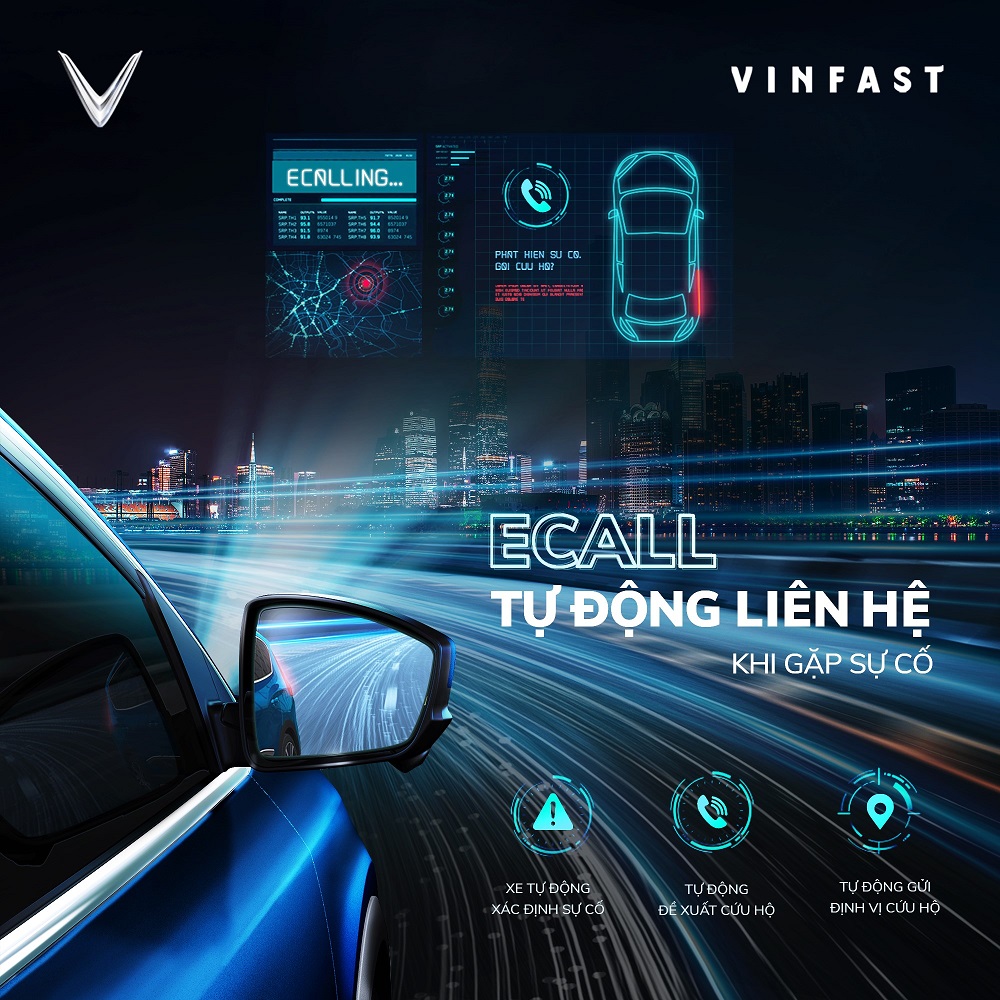 Giá lăn bánh VinFast VF e34 - Tính năng tự động liên hệ eCall