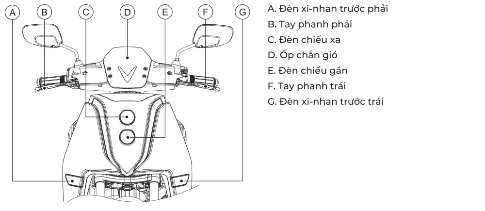 Góc nhìn phía trước VinFast Theon S