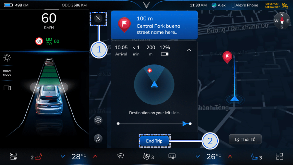 Cách sử dụng hỗ trợ điều hướng dẫn đường trên VinFast VF 8 - đi đến điểm đến
