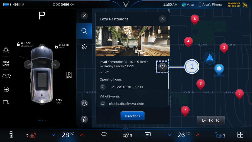 Cách sử dụng hỗ trợ điều hướng dẫn đường trên VinFast VF 8 - lưu điểm đến