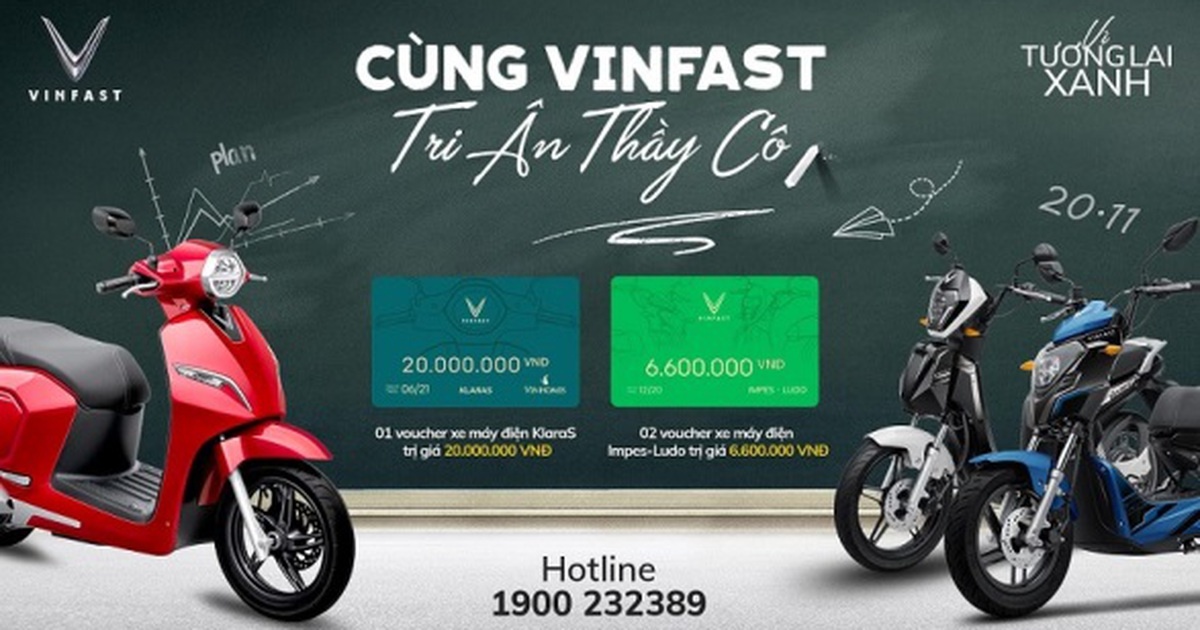 Sở hữu xe máy điện VinFast thân thiện môi trường với hộp quà tặng voucher “Cùng VinFast tri ân Thầy Cô”