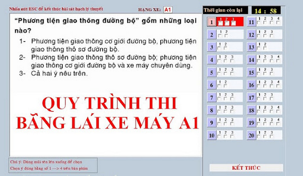 Kinh nghiệm thi bằng lái A1 với hình ảnh quy trình phần thi lý thuyết