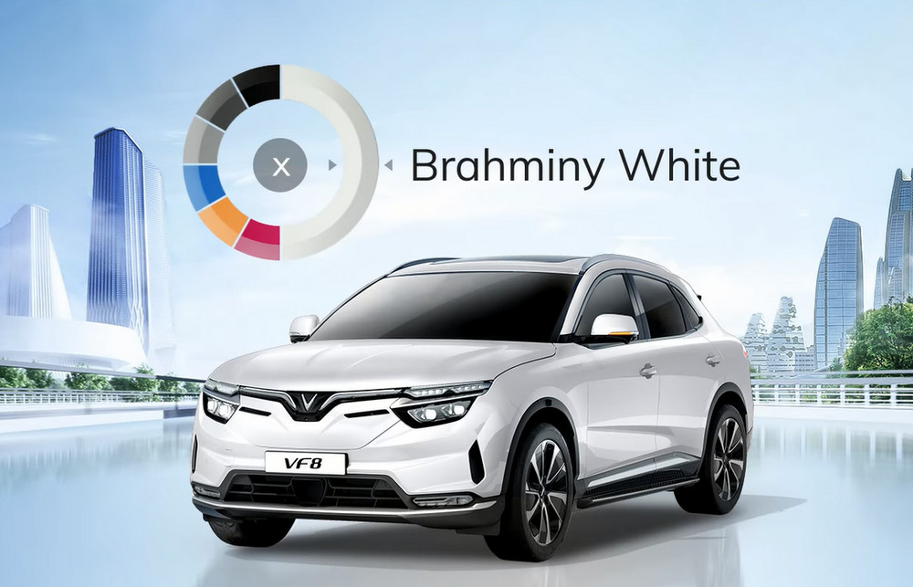 hình ảnh xe vf 8 màu Brahminy White thu hút bởi sự sang trọng, thanh lịch