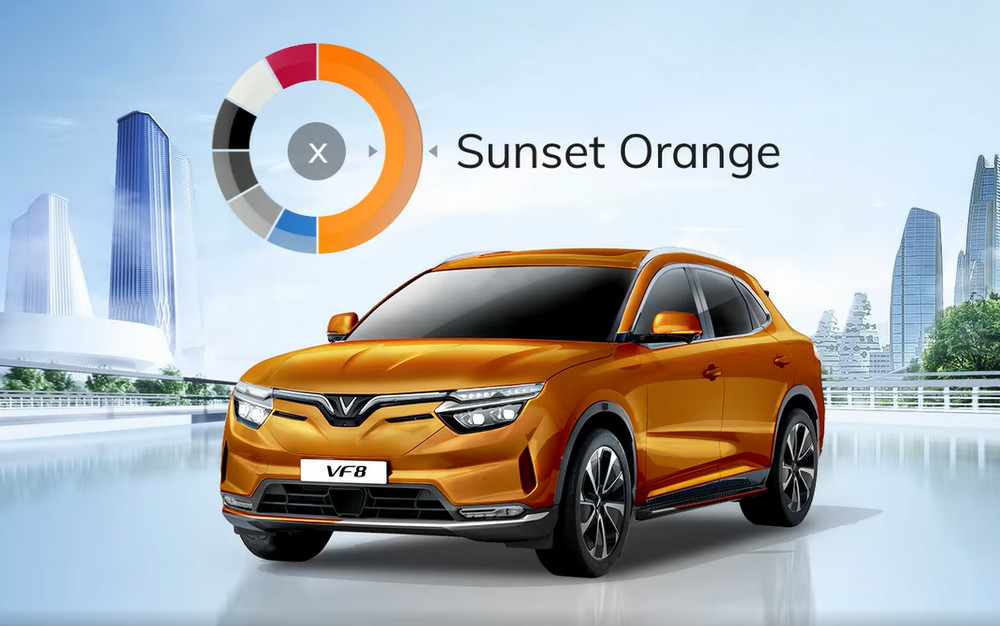 màu xe vf 8 Sunset Orange thu hút mọi ánh nhìn