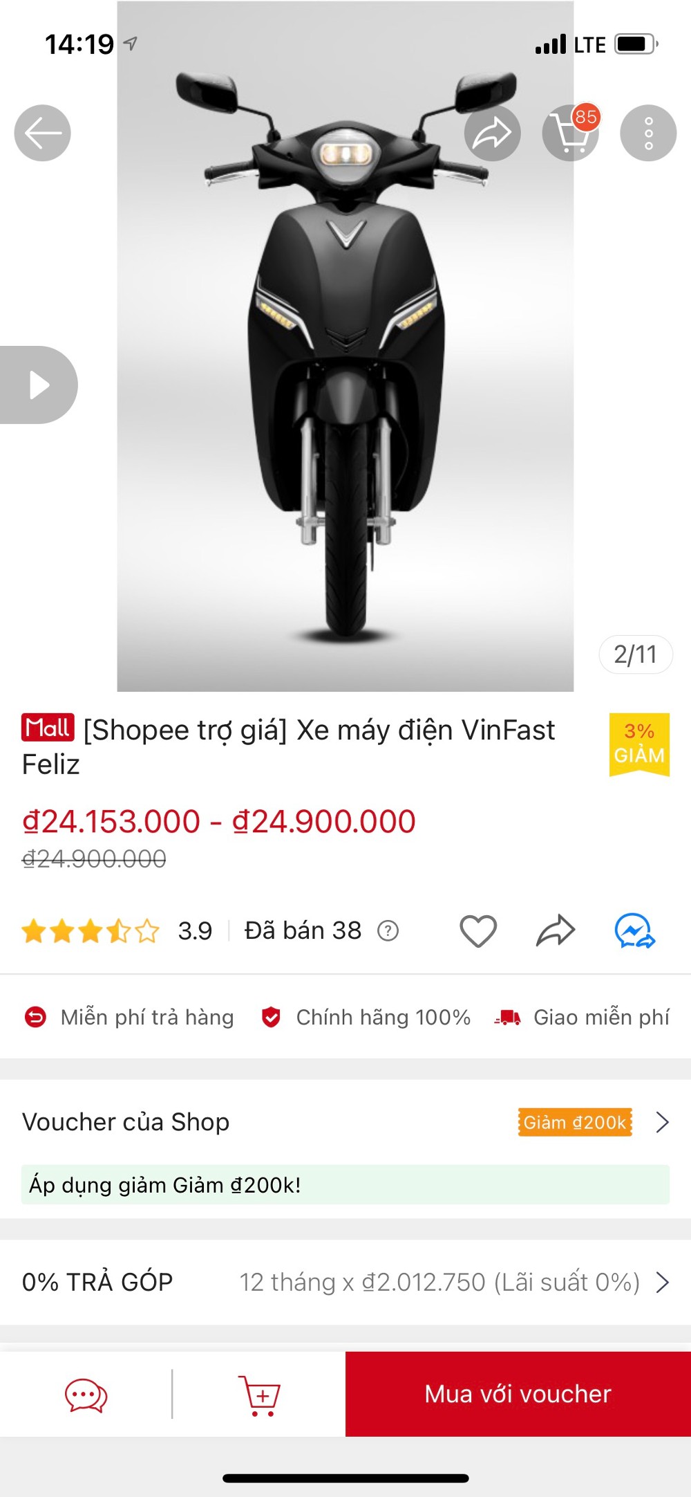 Mua xe VinFast ưu đãi với voucher xe máy điện VinFast trên Shopee