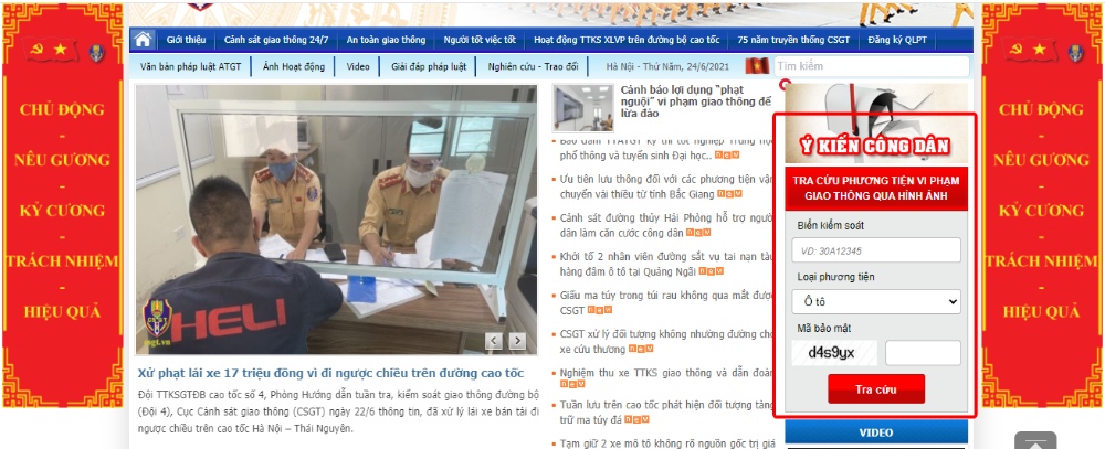 cách tra cứu phạt nguội trên website Cục Cảnh Sát giao thông