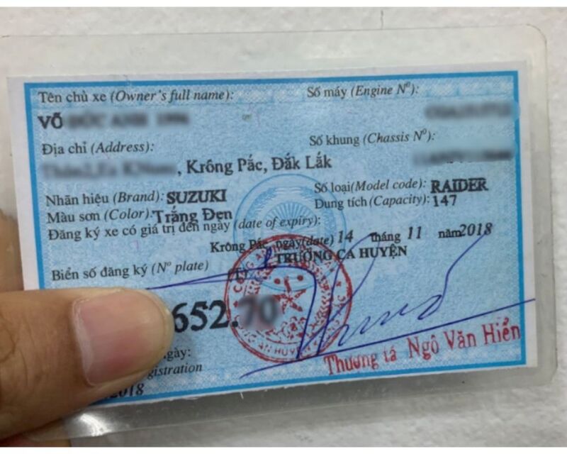 Mức phí làm lại cavet xe máy