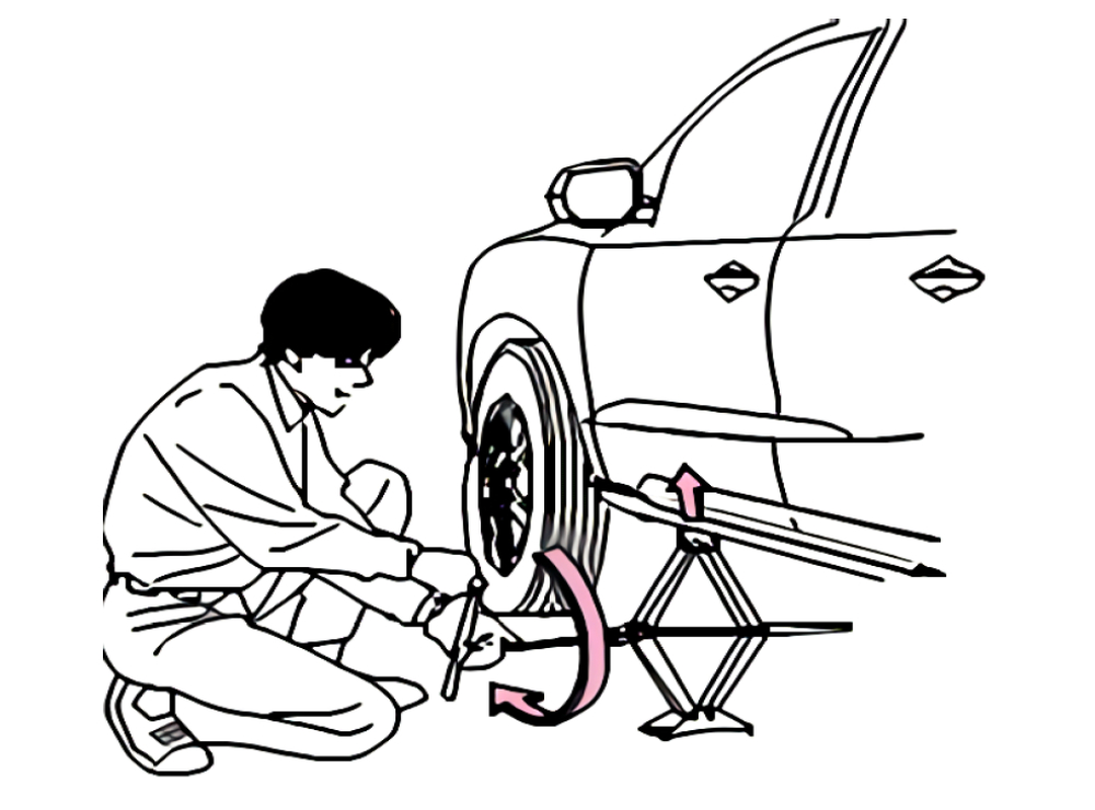 Nâng xe lên bằng kích để thay lốp ô tô VF e34
