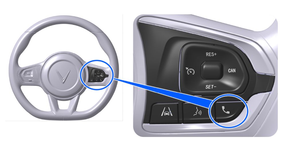 Vô lăng ô tô điện VinFast VF e34 trang bị phím thoại