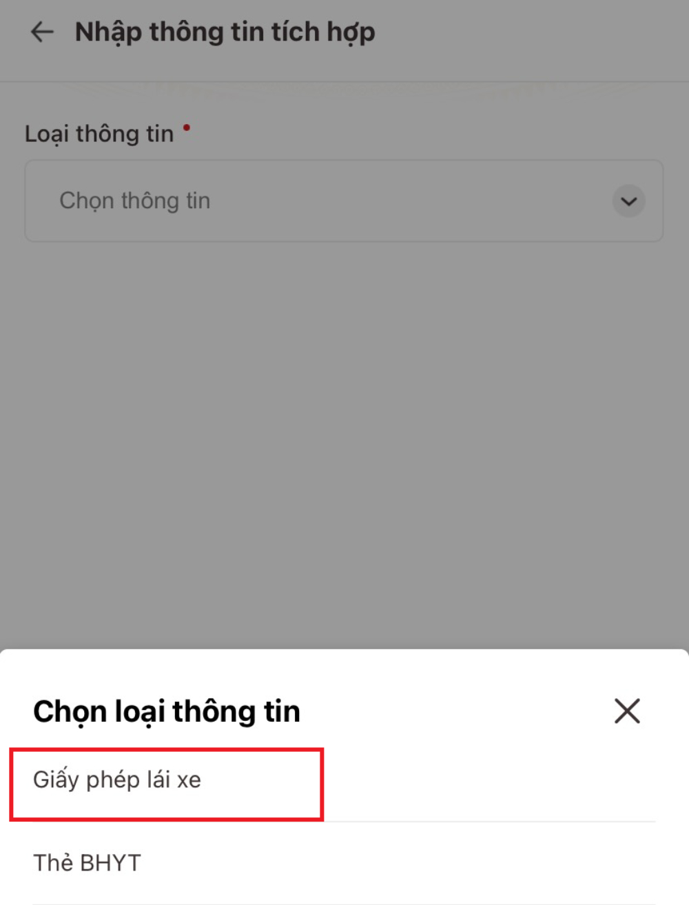 tích hợp giấy phép lái xe vào vneid bị lỗi