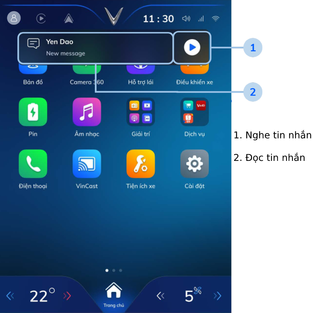 Cách kết nối điện thoại với VF e34 để sử dụng trợ lý ảo