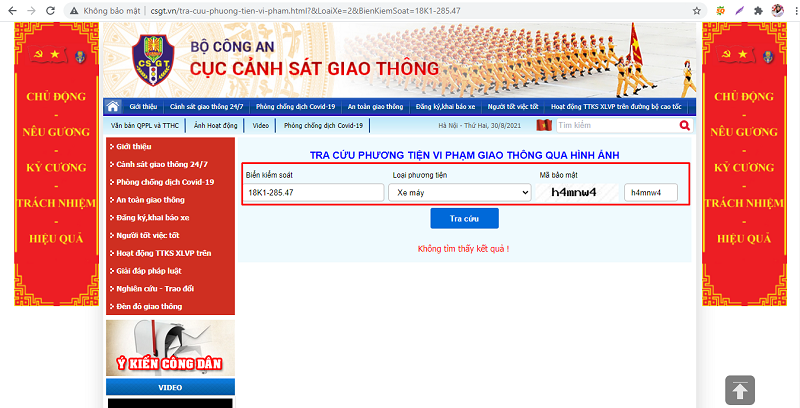 cách nộp phạt vi phạm giao thôngCách nộp phạt vi phạm giao thông - Màn hình kiểm tra phạt nguội online tại website bộ công an