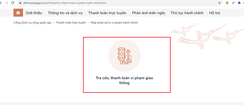 Cách nộp phạt vi phạm giao thông - giao diện tra cứu thanh toán vi phạm giao thông