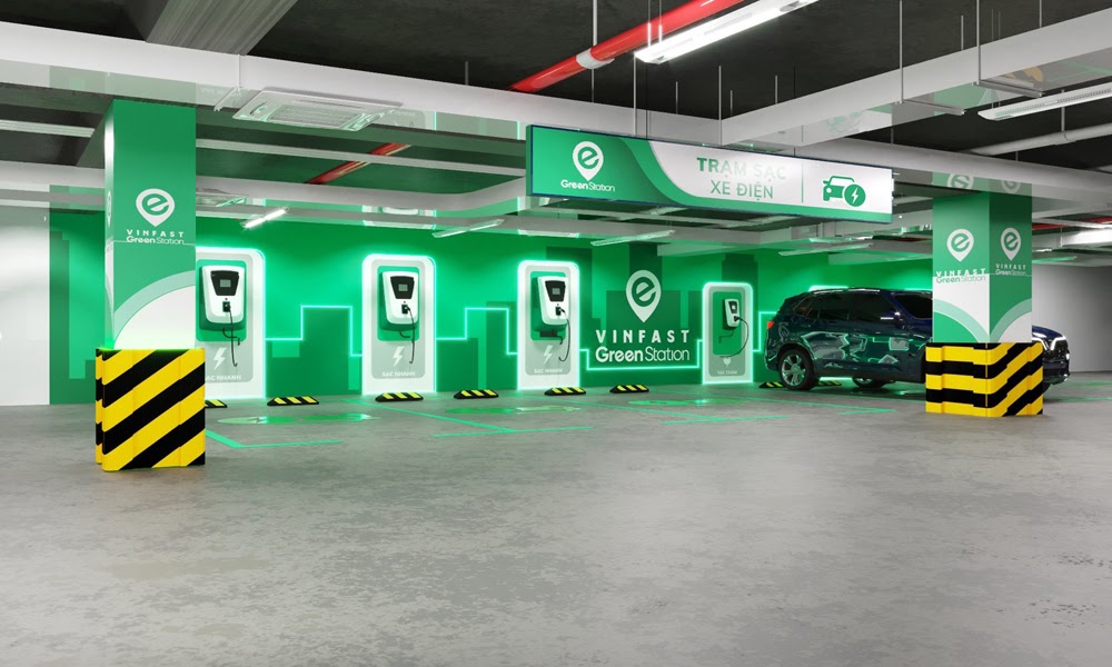 Trạm sạc VinFast của VF e34 hỗ trợ người dùng