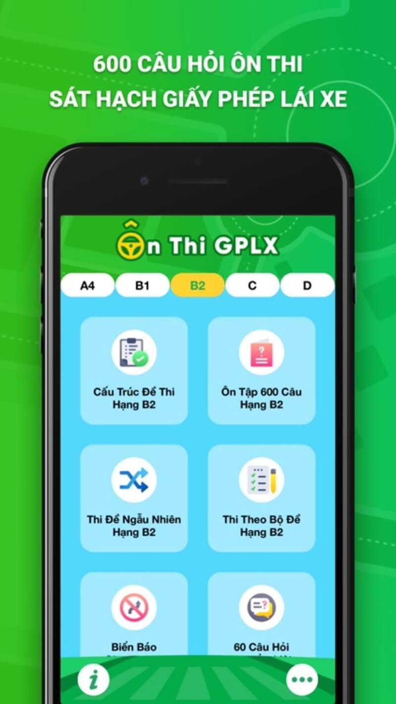 app học thi bằng lái xe máy Ôn thi GPLX - 600 câu hỏi