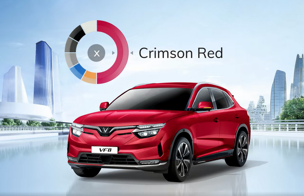 Hình ảnh VinFast VF 8 màu đỏ - Crimson Red nổi bật và đầy cuốn hút