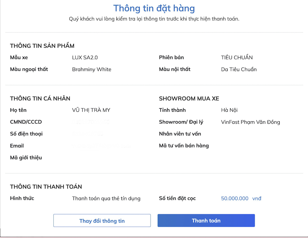Kiểm tra thông tin chính xác trước khi quyết định thanh toán