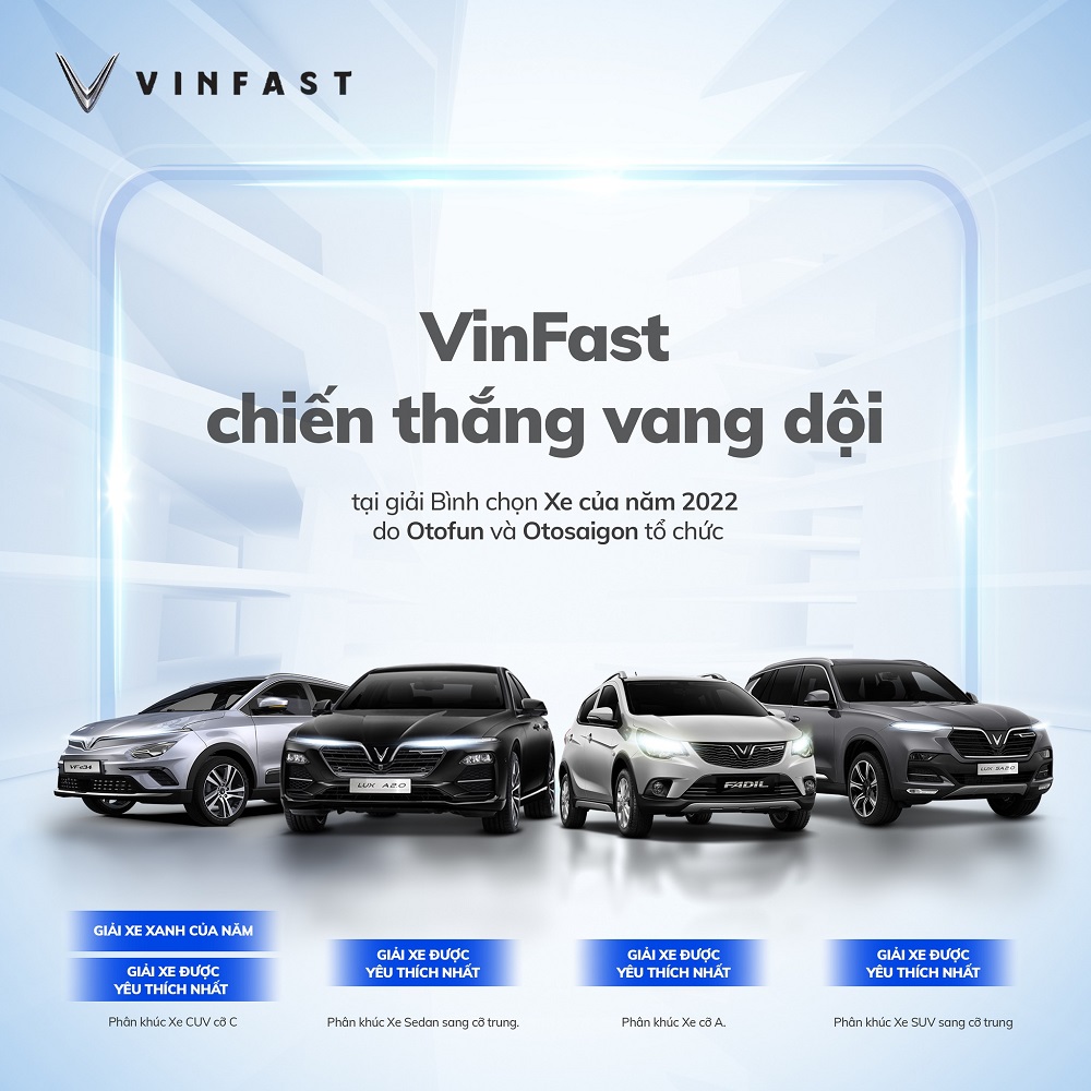 Xe của năm 2022 - VinFast Fadil, VinFast Lux A2.0, VinFast Lux SA2.0, và VF e34 được vinh danh tại “Xe của năm 2022”