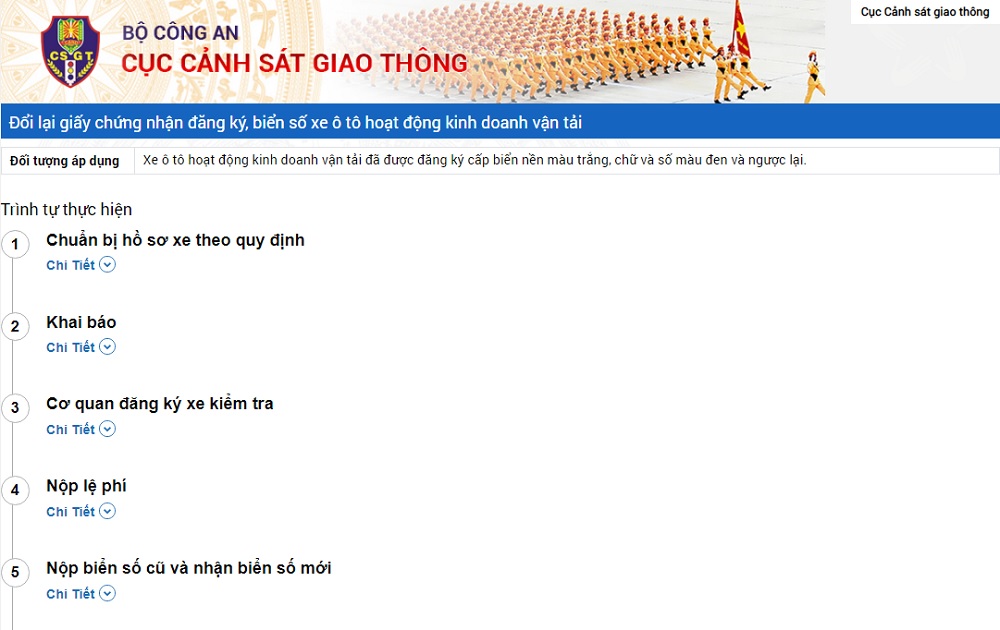 Trình tự thực hiện việc đổi biển vàng cho xe kinh doanh online