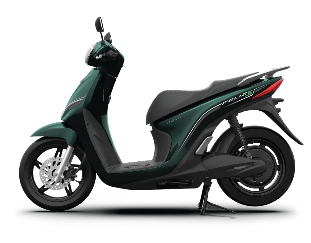 xe máy điện VinFast Feliz S màu xanh rêu phong cách
