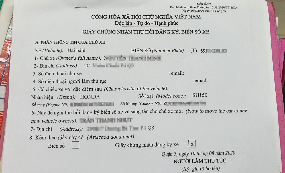 xe máy không chính chủ phạt bao nhiêu