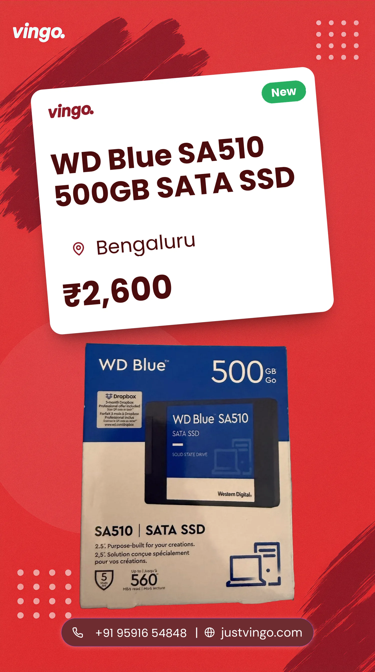 WD Blue SA510 500GB SATA SSD