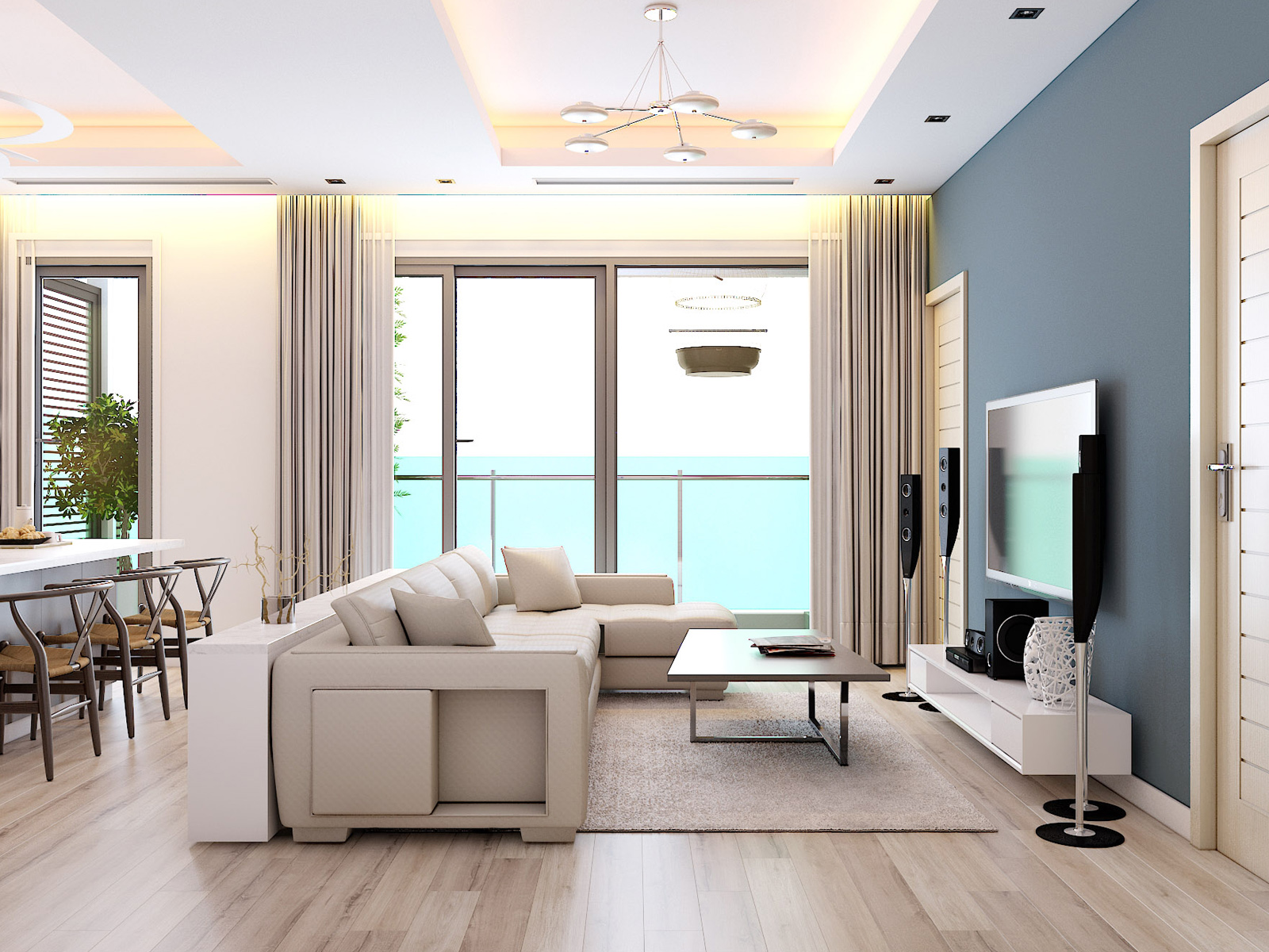 hinh anh huong dan thiet ke can ho 2 phong ngu 70m2 so 4