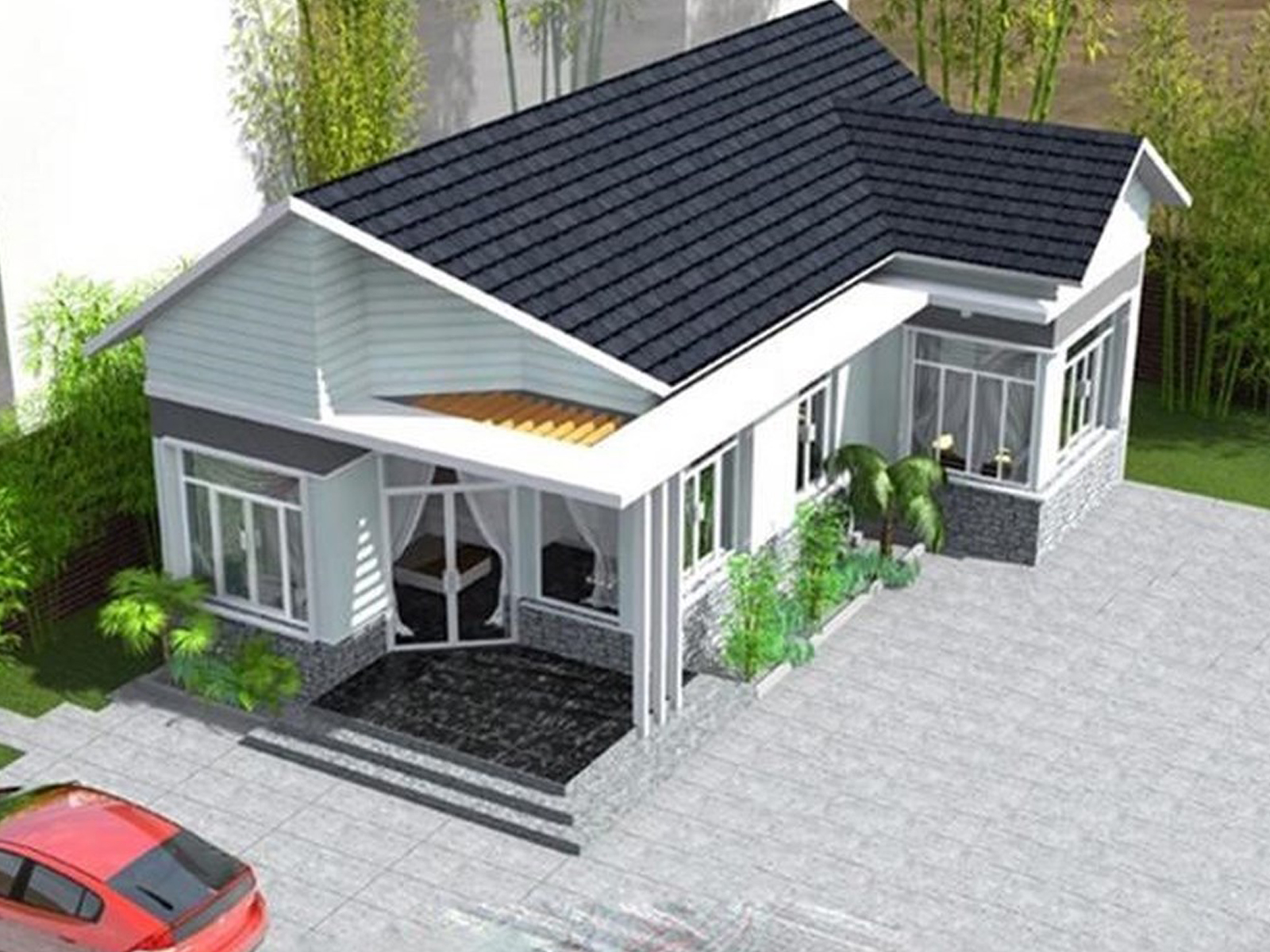 Tìm Hiểu Đặc Điểm Của Loại Hình Nhà Chữ L 4 Một cách bố trí cửa và cửa sổ của nhà chữ L